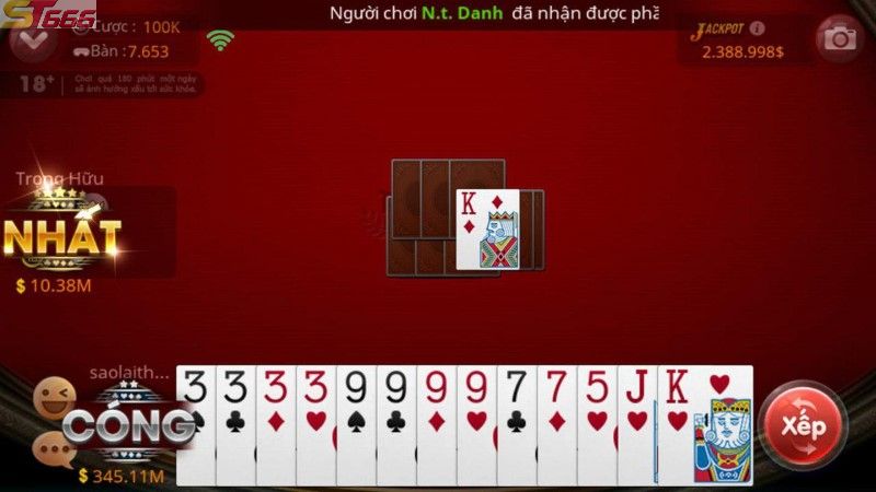ST666 Tú lơ khơ chơi bằng bộ bài tây tiêu chuẩn