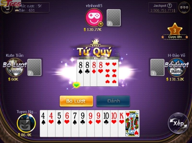 ST666 Tứ quý trong game bài tú lơ khơ